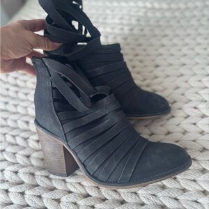 Women's Black Strappy Ankle Boots